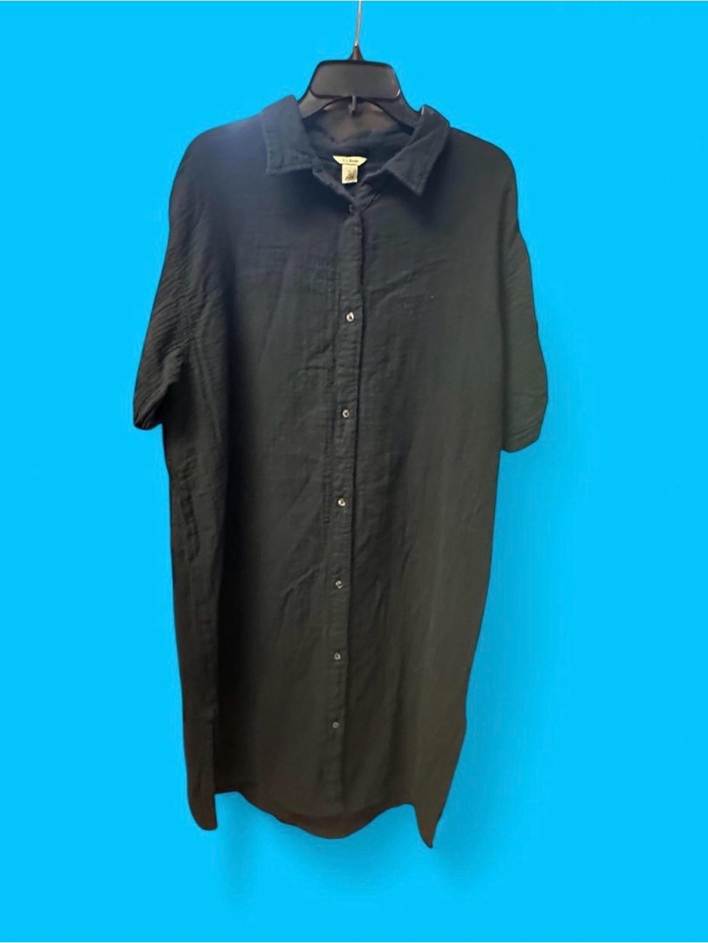 L.L. Bean Cotton Cloud Gauze Midi Shirt Dress size XL